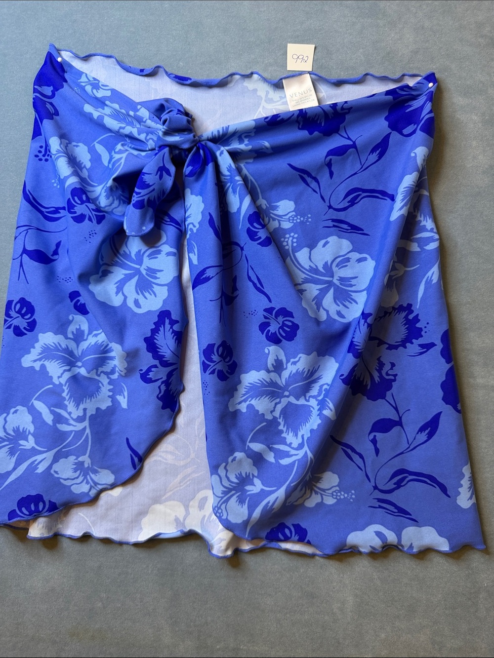 VENUS Blue Floral Tie-Waist Swim Sarong Size Large
